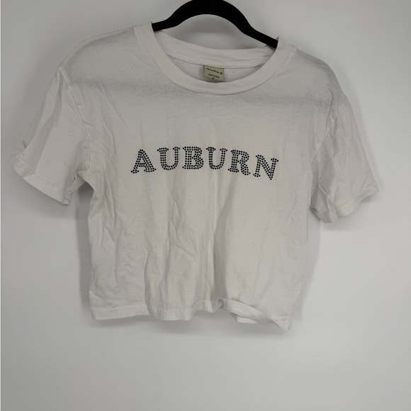 Chicka-D Tops - Auburn White Graphic Cropped Tee